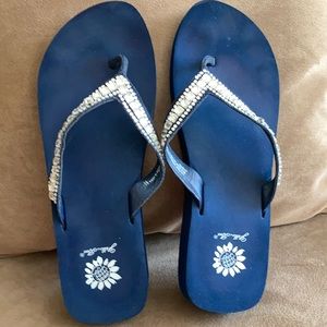 Navy flip flops